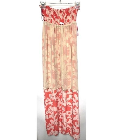 Patrizia Pepe Smocked  Strapless  Silk Floral Maxi Dress 4 - Picture 9 of 15